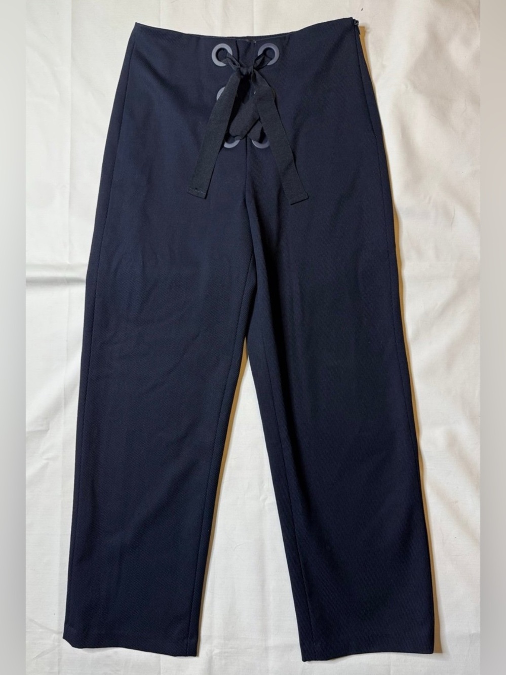 ZARA Trafaluc Women’s Pants Navy Blue Pants Ribbon Tie Front Size XS